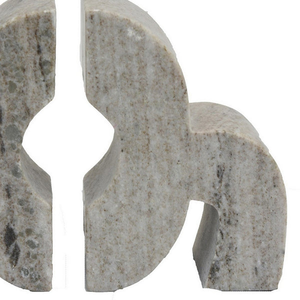 Benzara Buck Accent Bookend Set Of 2 Marble Modern Beige Finish 7 Inch -BM331014