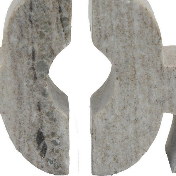 Benzara Buck Accent Bookend Set Of 2 Marble Modern Beige Finish 7 Inch -BM331014