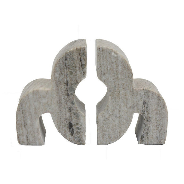 benzara Buck Accent Bookend Set of 2 Marble Modern Beige Finish 7 Inch -BM331014