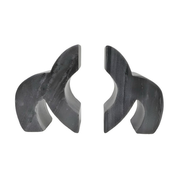 benzara Buck Accent Bookend Set of 2 Marble Modern Gray Finish 7 Inch -BM331015