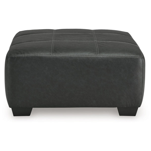 Benzara Burt Oversized Accent Ottoman Dark Graphite Gray Polyester 40 Inch -BM328980