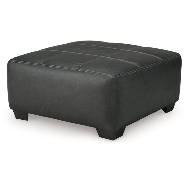Benzara Burt Oversized Accent Ottoman Dark Graphite Gray Polyester 40 Inch -BM328980