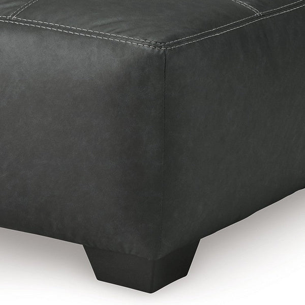 Benzara Burt Oversized Accent Ottoman Dark Graphite Gray Polyester 40 Inch -BM328980