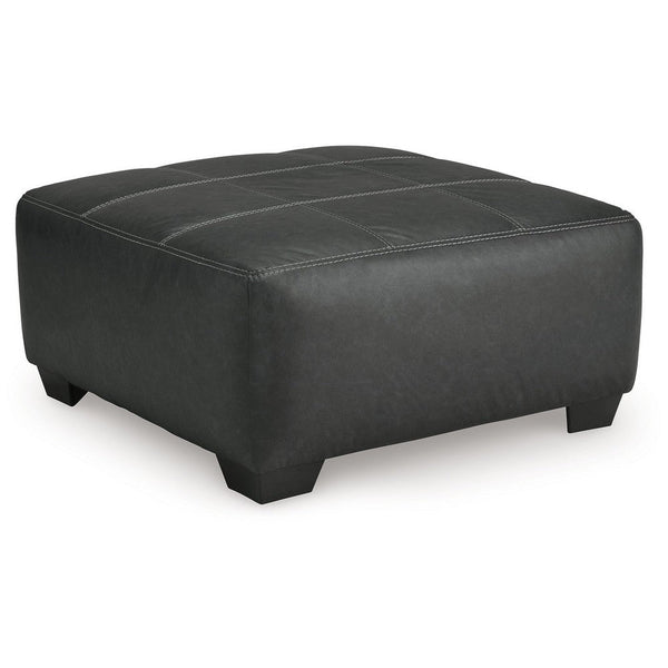 benzara Burt Oversized Accent Ottoman Dark Graphite Gray Polyester 40 Inch -BM328980