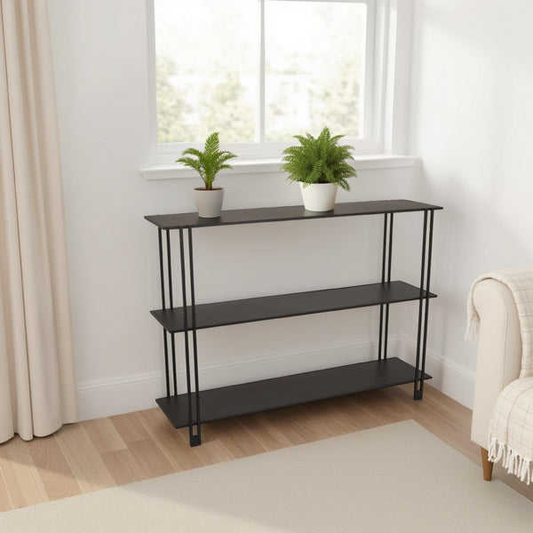 Benzara Bush Plant Display Stand Modern 3 Tier Brown Metal Finish 32 Inch -BM330958
