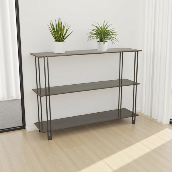 Benzara Bush Plant Display Stand Modern 3 Tier Gray Metal Finish 32 Inch -BM330956
