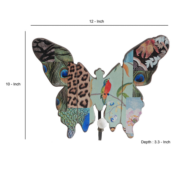 Benzara Butterfly Wall Decor With Exotic Animal Print Set Of 4 Multicolor - BM202256