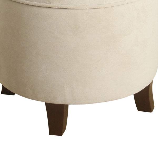 Benzara Button Tufted Velvet Upholstered Wooden Ottoman With Hidden Storage Cream And Brown - BM194931