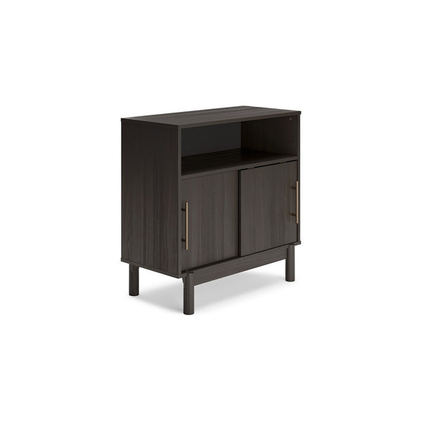 Benzara Cabie Accent Table Sliding Doors And Open Top Shelf Gray Wood Gold -BM330027