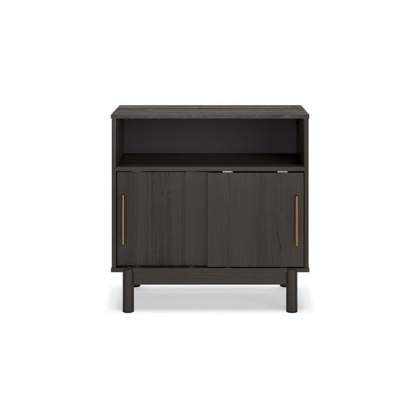 Benzara Cabie Accent Table Sliding Doors And Open Top Shelf Gray Wood Gold -BM330027
