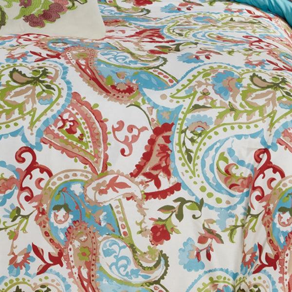 Benzara Caen 8 Piece Printed Reversible Queen Size Comforter Set Multicolor - BM202746
