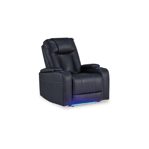 Benzara Callum Power Recliner Chair Adjustable Headrest Black Faux Leather -BM328346
