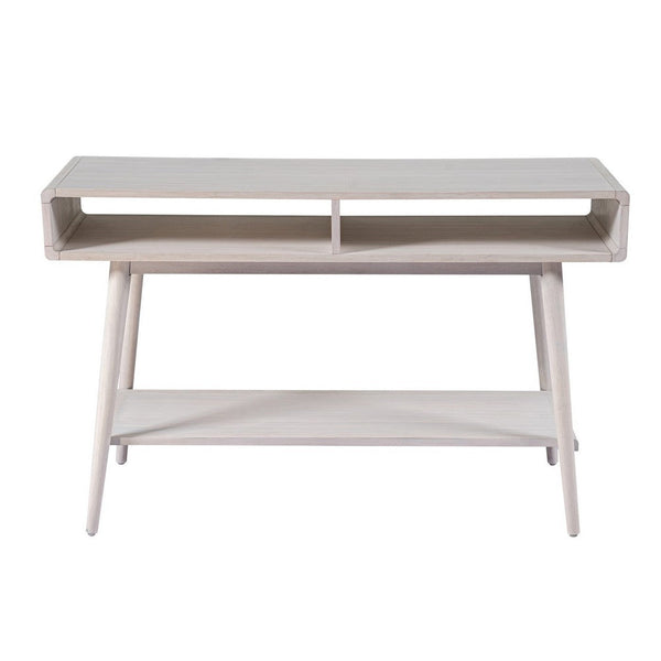 Benzara Camy Sofa Console Table 2 Open Cubbies 1 Lower Shelf White 48 Inch -BM324182