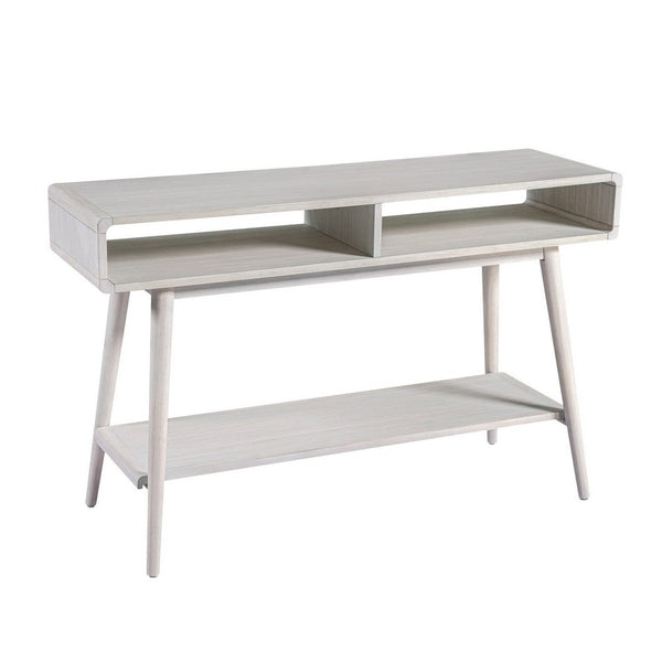 benzara Camy Sofa Console Table 2 Open Cubbies 1 Lower Shelf White 48 Inch -BM324182