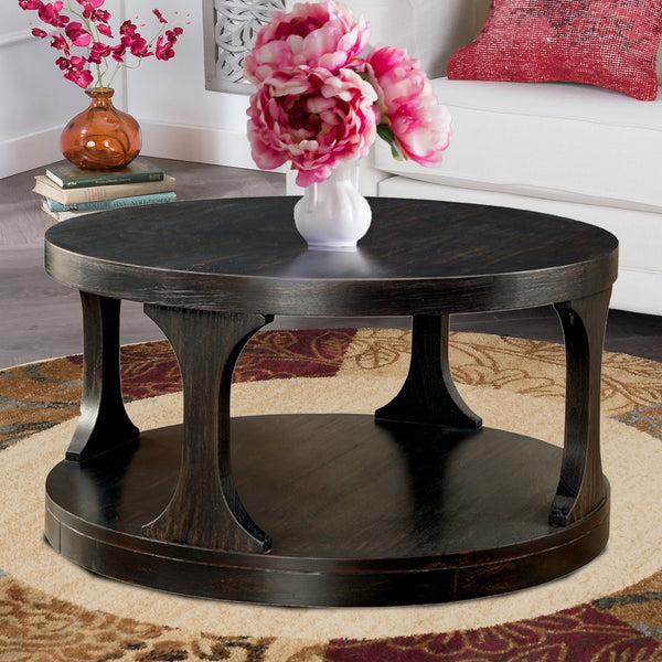 benzara Carrie Transitional Coffee Table Antique Black - BM123823