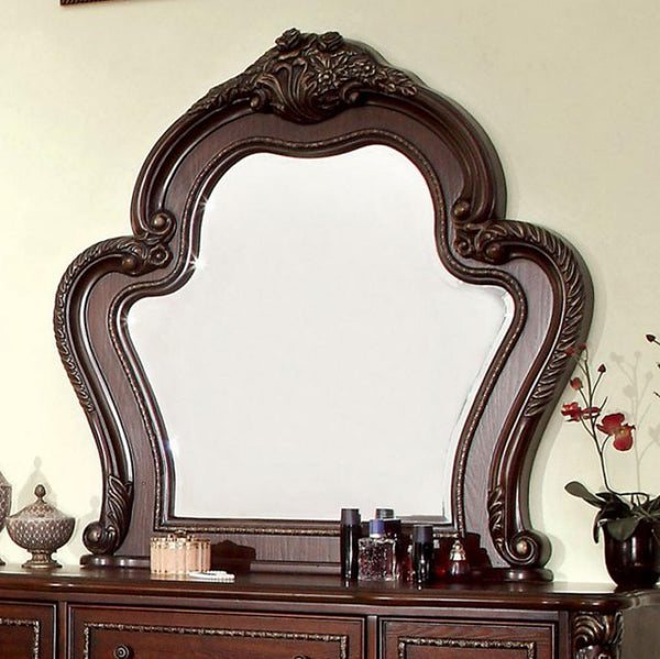 benzara Castlewood Traditional Style Mirror Cherry - BM123627