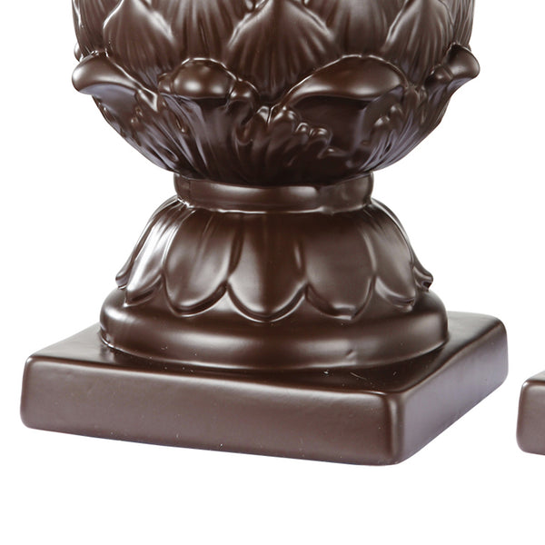 Benzara Ceramic Artichoke Bookends On Square Base Pair Of 2 Brown - BM200648