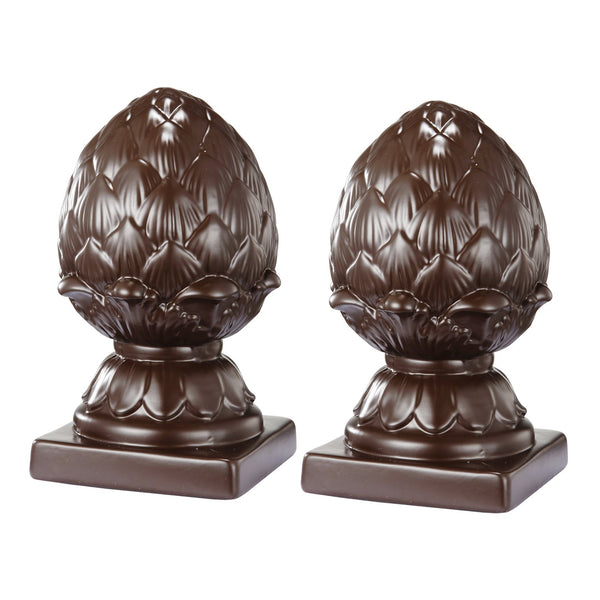 benzara Ceramic Artichoke Bookends on Square Base Pair of 2 Brown - BM200648