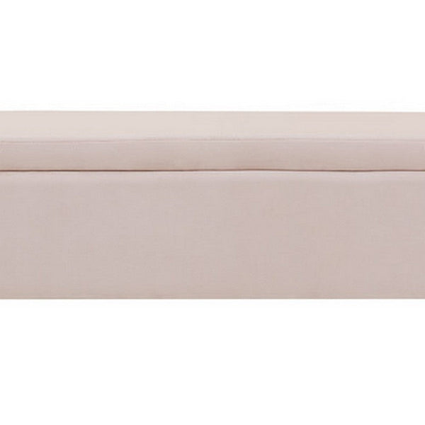 Benzara Cesar 55 Inch Ottoman Bench With Storage Padded Curved Arms Pink Velvet - BM286563