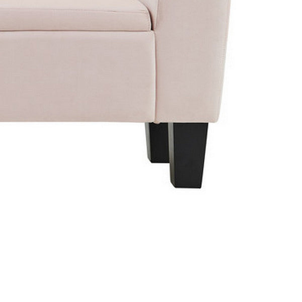 Benzara Cesar 55 Inch Ottoman Bench With Storage Padded Curved Arms Pink Velvet - BM286563