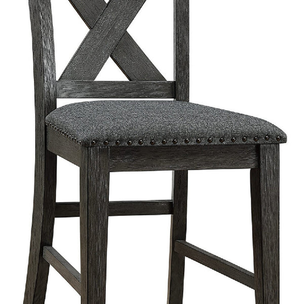 Benzara Chair With High X Shaped Back And Nailhead Trim Set Of 2 Brown - BM266488