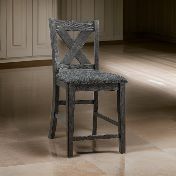 benzara Chair with High X Shaped Back and Nailhead Trim Set of 2 Brown - BM266488