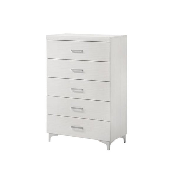 Benzara Chest With 5 Drawers And Wooden Frame White - BM269002