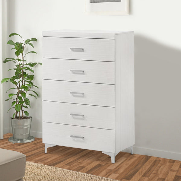 benzara Chest with 5 Drawers and Wooden Frame White - BM269002