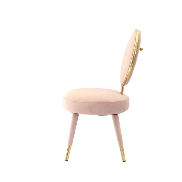 Benzara Cid 21 Inch Modern Glam Accent Chair Round Backrest Set Of 2 Pink Velvet - BM279360
