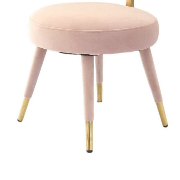 Benzara Cid 21 Inch Modern Glam Accent Chair Round Backrest Set Of 2 Pink Velvet - BM279360