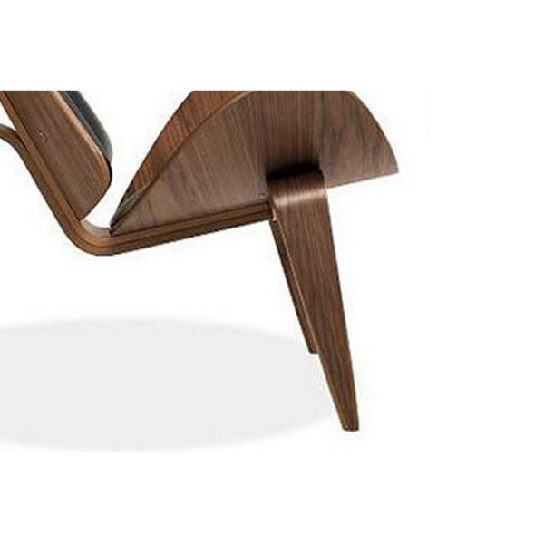 Benzara Cid Will 35 Inch Accent Chair Black Vegan Faux Leather Curved Seating - BM301306