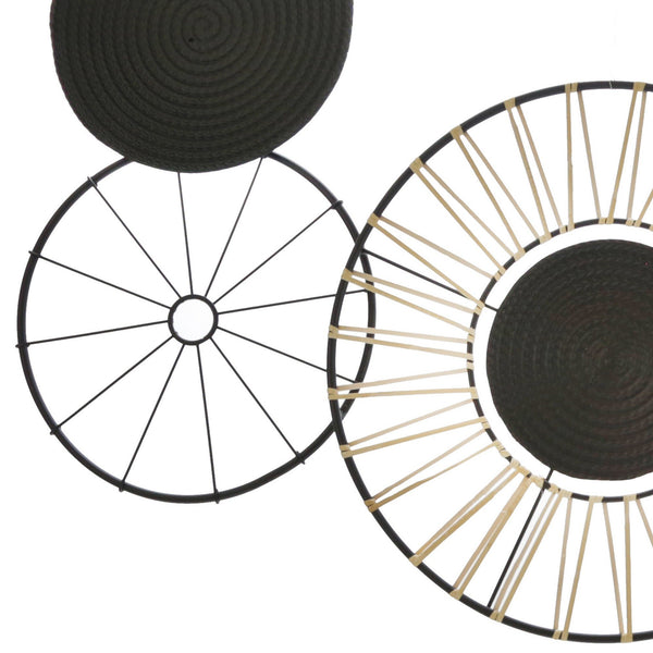 Benzara Circular 5 Piece Metal Wall Decor With Wheel And Plate Design Black - BM221153