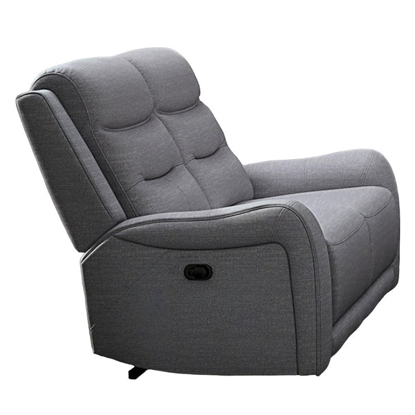Benzara Clair Manual Recliner Loveseat Scrolled Arms 40 Inch Solid Wood Gray -BM321108