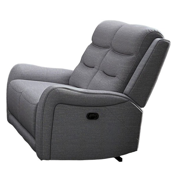 Benzara Clair Manual Recliner Loveseat Scrolled Arms 40 Inch Solid Wood Gray -BM321108