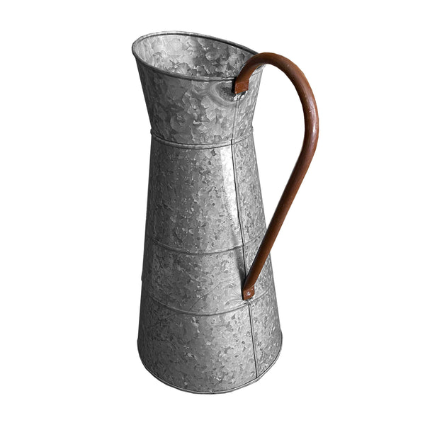Benzara Classic Galvanized Metal Jug With Handle Gray - BM02378