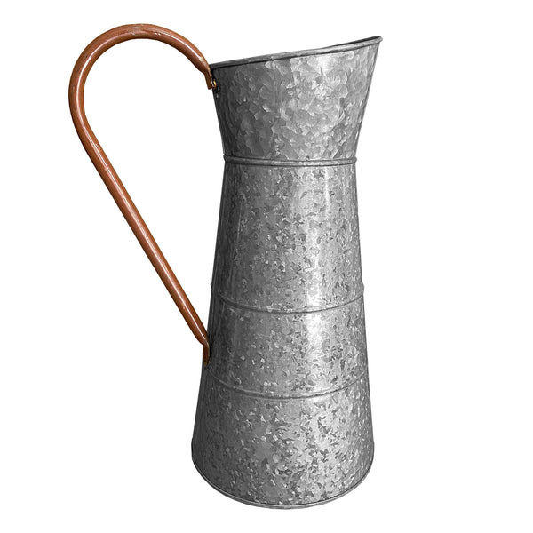 Benzara Classic Galvanized Metal Jug With Handle Gray - BM02378
