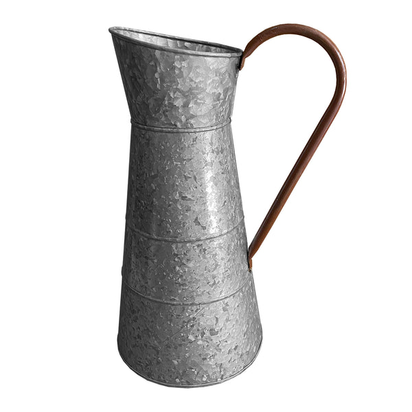 Benzara Classic Galvanized Metal Jug With Handle Gray - BM02378