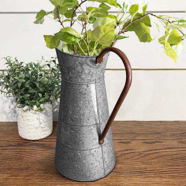 benzara Classic Galvanized Metal Jug With Handle Gray - BM02378