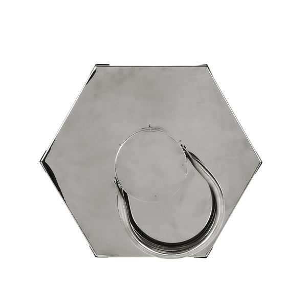 Benzara Clerk Lantern Silver Stainless Steel Hexagonal Tempered Glass 23 Inch -BM321646