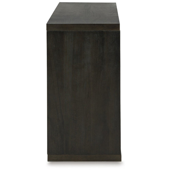 Benzara Console Sofa Table Solid Wood C Shape W Shelf Black Brown 58 Inch -BM327881