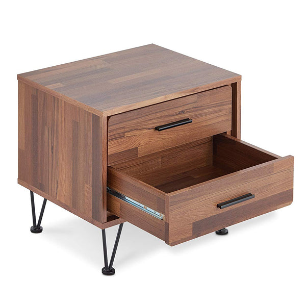 Benzara Contemporary 2 Drawers Wood Nightstand Brown - BM154627