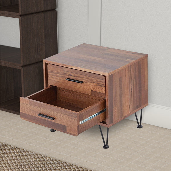 benzara Contemporary 2 Drawers Wood Nightstand Brown - BM154627