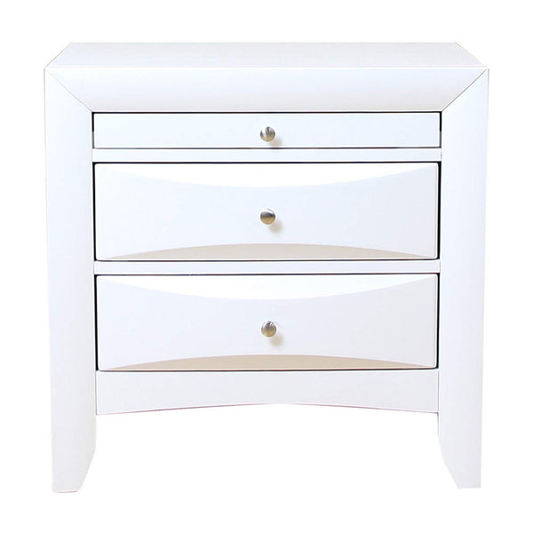 Benzara Contemporary 3 Drawer Wood Nightstand White - BM154522