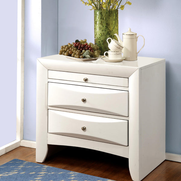benzara Contemporary 3 Drawer Wood Nightstand White - BM154522