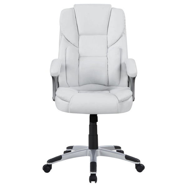 Benzara Contemporary Leatherette Executive High Back Chair White Silver - BM159125