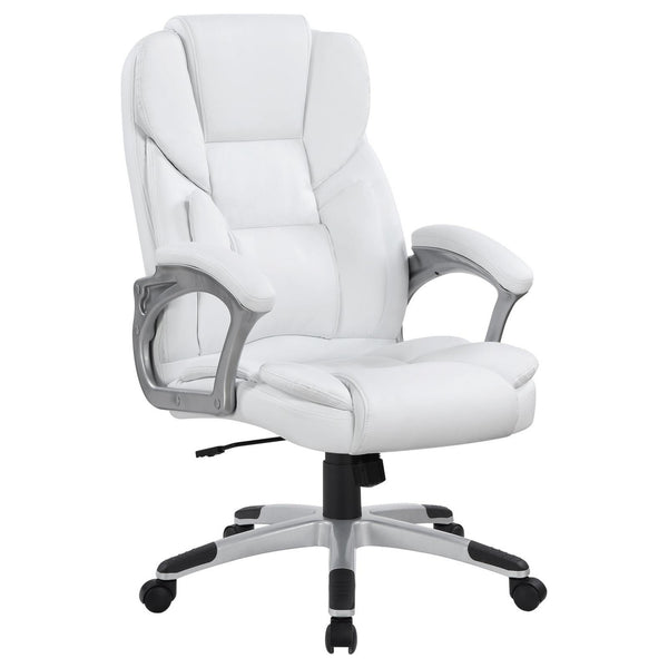 Benzara Contemporary Leatherette Executive High Back Chair White Silver - BM159125