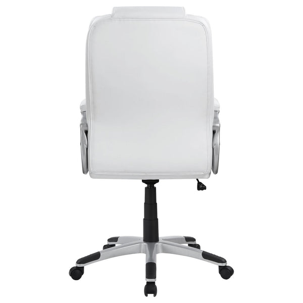 Benzara Contemporary Leatherette Executive High Back Chair White Silver - BM159125