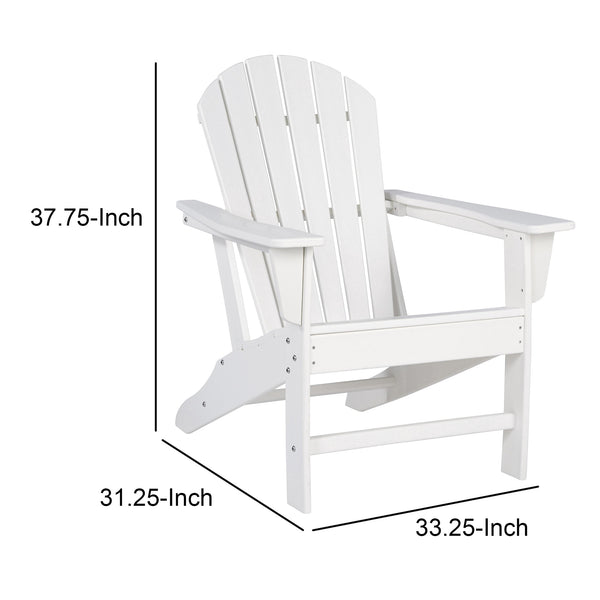 Benzara Contemporary Plastic Adirondack Chair With Slatted Back In White - BM209700