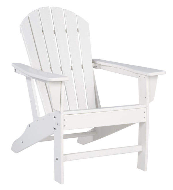 benzara Contemporary Plastic Adirondack Chair with Slatted Back in White - BM209700