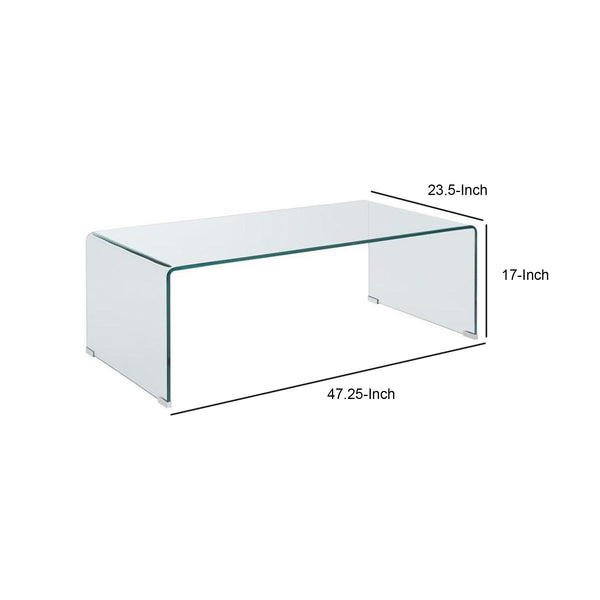 Benzara Contemporary Style Minimal Clear Glass Coffee Table Clear - BM184941